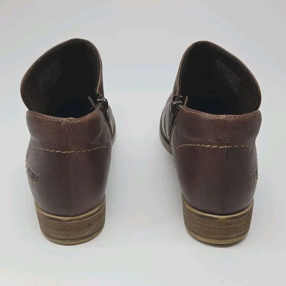 Josef Seibel Boot Leather Ankle Bootie Brown Zip Women Sz 8-8.5 39 Low 1